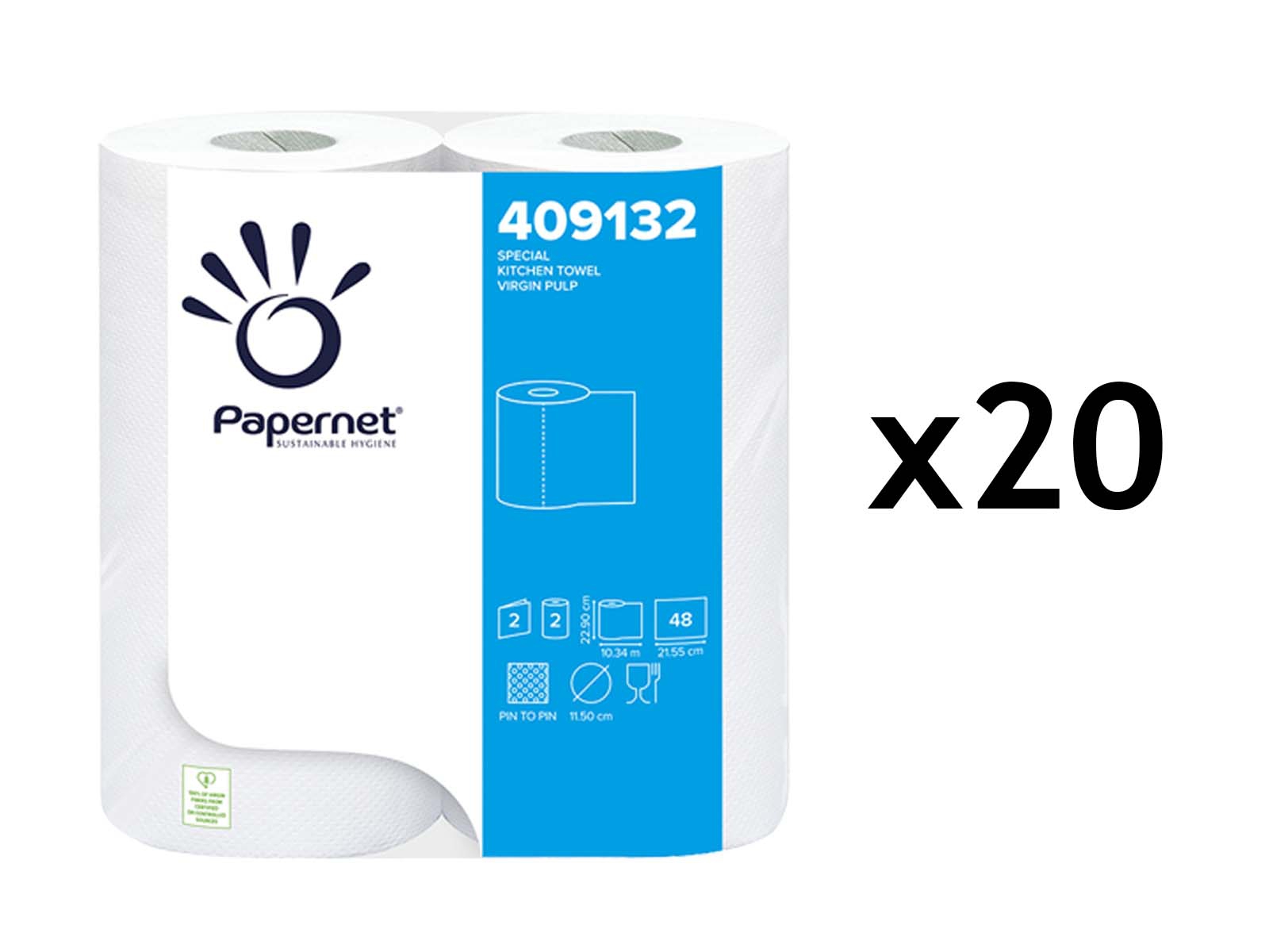 Ręcznik kuchenny PAPERNET 409132 Worek 20x2 Rolki